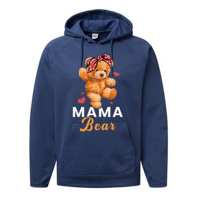 Mama Bear Mothers Day Cute Teddy Mom Momma Mommy Performance Fleece Hoodie