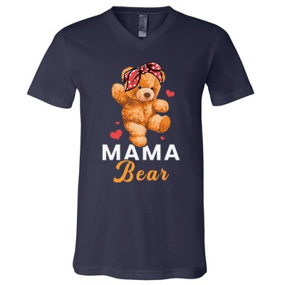 Mama Bear Mothers Day Cute Teddy Mom Momma Mommy V-Neck T-Shirt