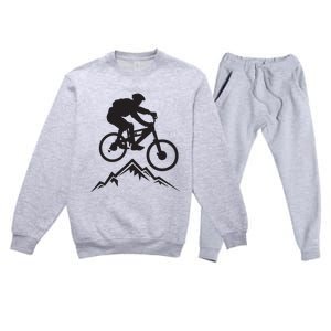 Mountain Biking Mountains Terrain MTB Biker Graphic Premium Crewneck Sweatsuit Set