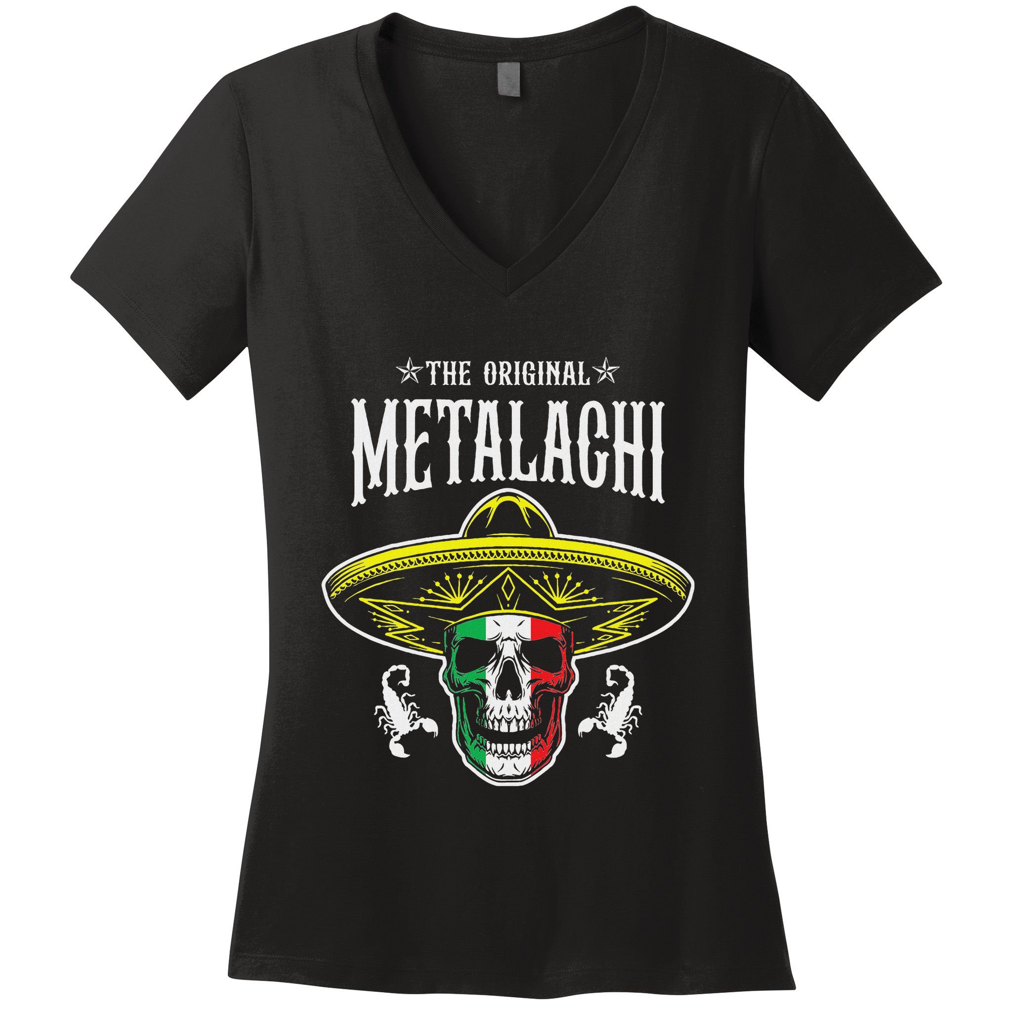 Metalachi Band Metal X Mariachi Skull Xxxl Concert Women's V-Neck T-Shirt