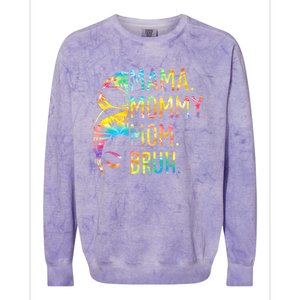 Messy Bun Mama Mommy Mom Bruh Tie Dye Mothers Day Bruh Gift Colorblast Crewneck Sweatshirt