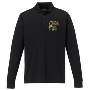 Messy Bun Mama Mommy Mom Bruh Tie Dye Mothers Day Bruh Gift Performance Long Sleeve Polo