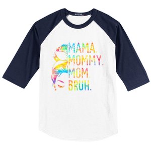 Messy Bun Mama Mommy Mom Bruh Tie Dye Mothers Day Bruh Gift Baseball Sleeve Shirt