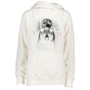 Moonlight Bear Womens Funnel Neck Pullover Hood