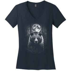 Moonlight Bear Women's V-Neck T-Shirt