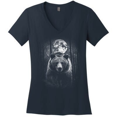 Moonlight Bear Women's V-Neck T-Shirt