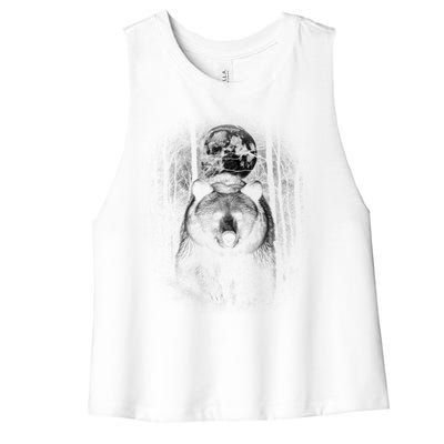 Moonlight Bear Women's Racerback Cropped Tank