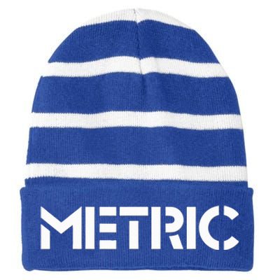 Metric Band Striped Beanie with Solid Band