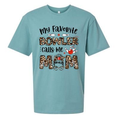 Messy Bun My Favorite Bowler Calls Me Mom Bowling Mother Day Sueded Cloud Jersey T-Shirt