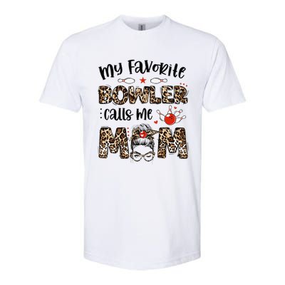 Messy Bun My Favorite Bowler Calls Me Mom Bowling Mother Day Softstyle CVC T-Shirt