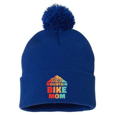 Mountain Bike Mom Mountainbike Mtb Cycling Biking Mother Cool Gift Pom Pom 12in Knit Beanie
