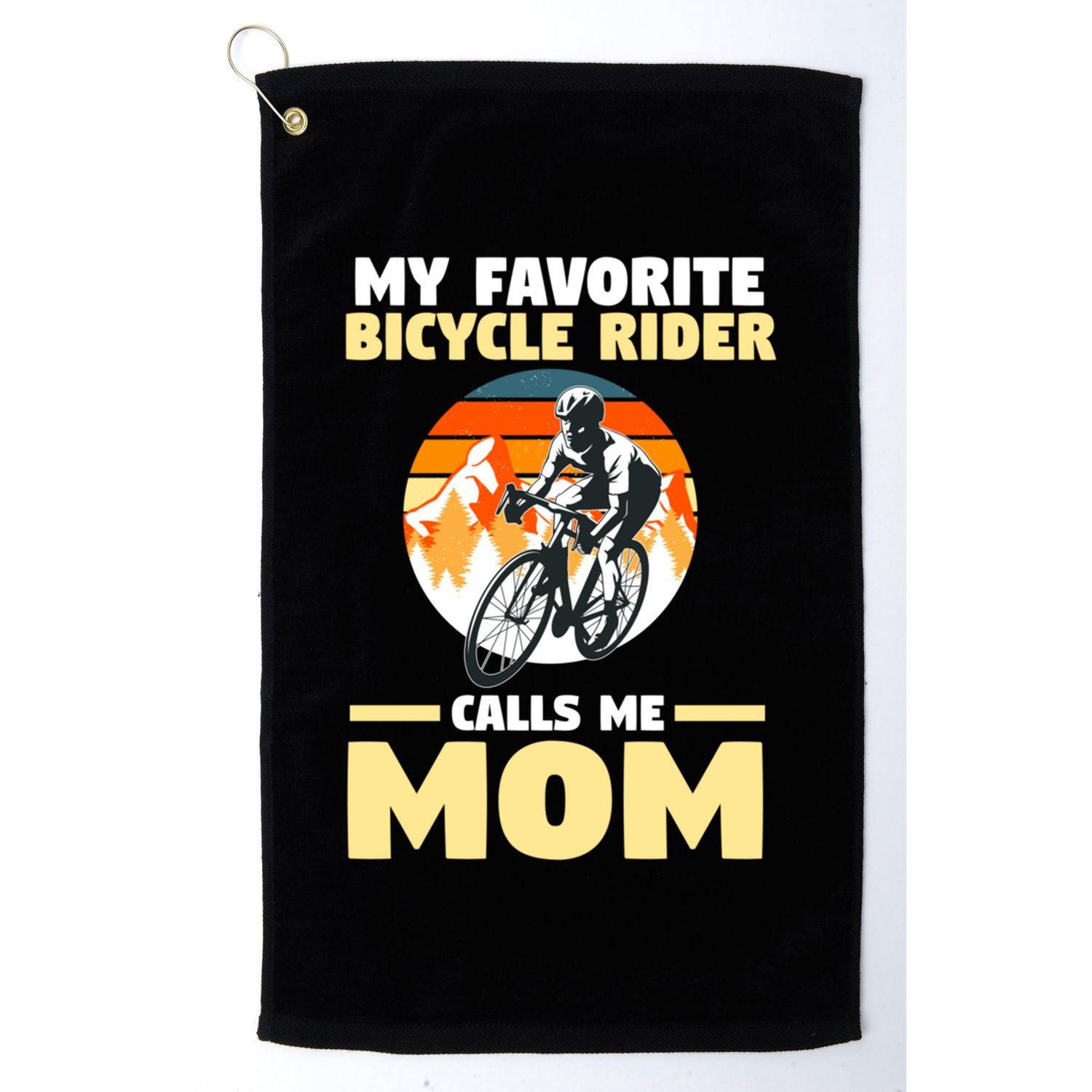 Mountain Biking Mom Mother Cyclist Bicycle Cycling Biking Funny Gift Golf Towel