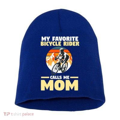 Mountain Biking Mom Mother Cyclist Bicycle Cycling Biking Funny Gift Short Acrylic Beanie