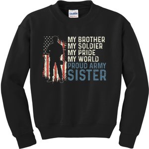 My Brother My Soldier Hero Proud Army Sister  Kids Sweatshirt