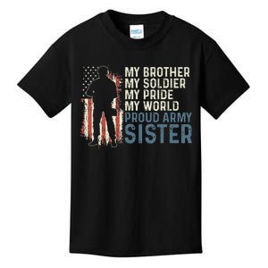 My Brother My Soldier Hero Proud Army Sister  Kids T-Shirt