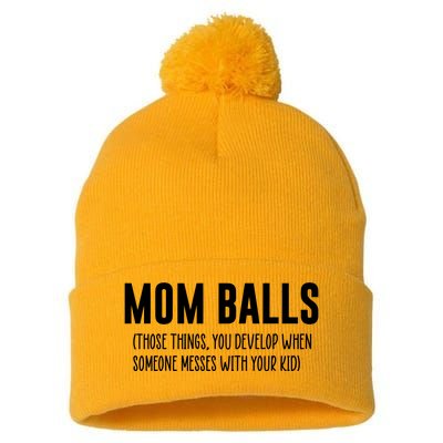 Mom Balls Pom Pom 12in Knit Beanie