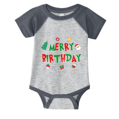 Merry Birthday Merry Christmas Happy Birthday Xmas Long Sleeve Infant Baby Jersey Bodysuit