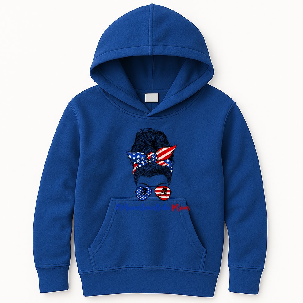 Mountain Bike Mom Mtb Biker Mountain Biking Mom 4th Of July Great Gift Kids Hoodie
