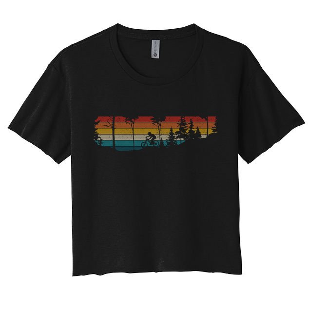Mountain Bike Mtb Downhill Biking Vintage Retro Biker Gift Cute Gift Crop Top