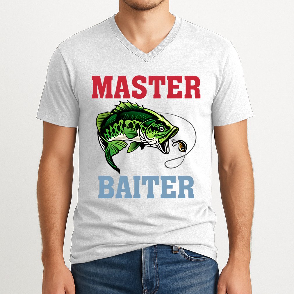 Master Baiter Master Baiter Meme Fishing Lover V-Neck T-Shirt