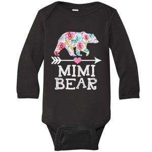 Mimi Bear Mom Grandma Floral Happy Mother's Day tee Baby Long Sleeve Bodysuit