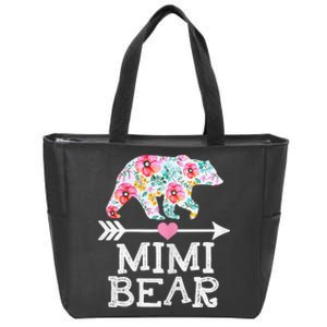 Mimi Bear Mom Grandma Floral Happy Mother's Day tee Zip Tote Bag