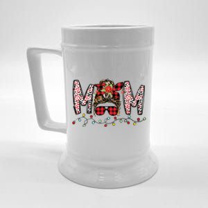 Messy Bun Mom Santa Christmas Family Mama Xmas Mother Gift Beer Stein