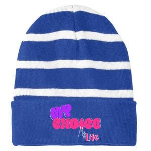 My Body My Choice Striped Beanie with Solid Band