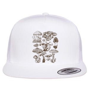 Mushroom Botanical Flat Bill Trucker Hat