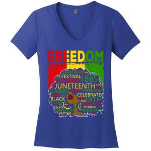 Melanin Black Magic Juneteenth Freedom Mom Cool Gift Women's V-Neck T-Shirt