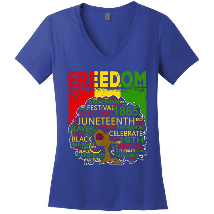 Melanin Black Magic Juneteenth Freedom Mom Cool Gift Women's V-Neck T-Shirt