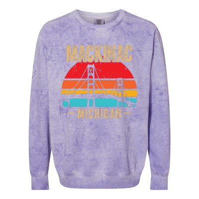 Mackinac Bridge Mackinaw Retro Vintage Michigan Souvenir Colorblast Crewneck Sweatshirt