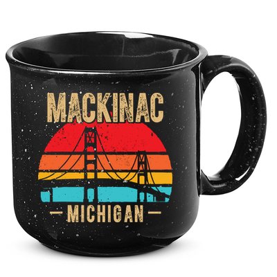 Mackinac Bridge Mackinaw Retro Vintage Michigan Souvenir 15oz Campfire Ceramic Mug