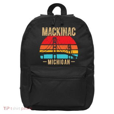 Mackinac Bridge Mackinaw Retro Vintage Michigan Souvenir 16 in Basic Backpack