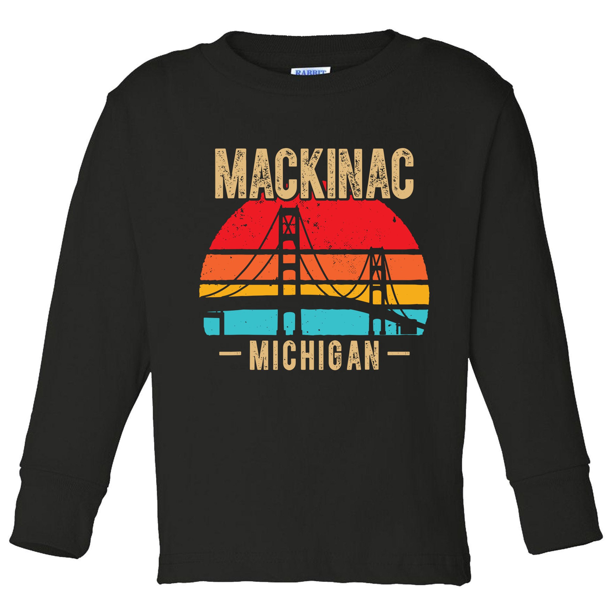 Mackinac Bridge Mackinaw Retro Vintage Michigan Souvenir Toddler Long Sleeve Shirt