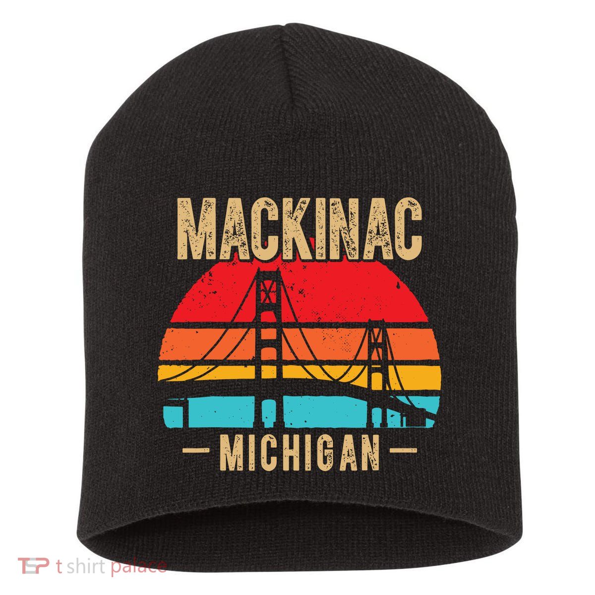 Mackinac Bridge Mackinaw Retro Vintage Michigan Souvenir Short Acrylic Beanie