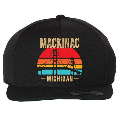 Mackinac Bridge Mackinaw Retro Vintage Michigan Souvenir Wool Snapback Cap