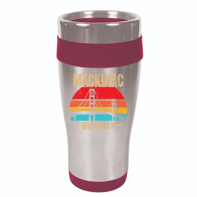 Mackinac Bridge Mackinaw Retro Vintage Michigan Souvenir 16oz Travel Tumbler