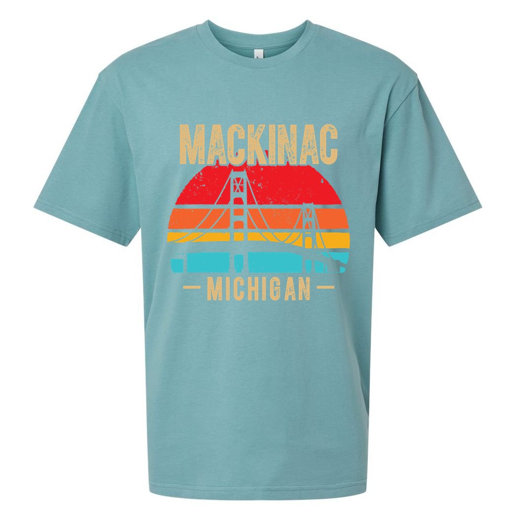 Mackinac Bridge Mackinaw Retro Vintage Michigan Souvenir Sueded Cloud Jersey T-Shirt