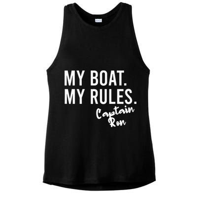 My Boat My Rules Captain Ron Personalized Boating Name Ladies PosiCharge Tri-Blend Wicking Tank