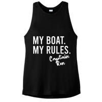 My Boat My Rules Captain Ron Personalized Boating Name Ladies PosiCharge Tri-Blend Wicking Tank