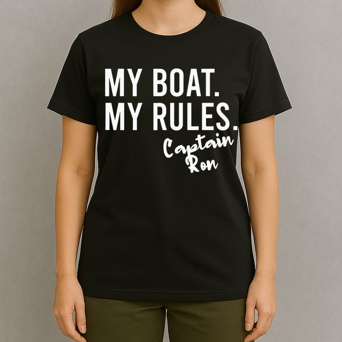 My Boat My Rules Captain Ron Personalized Boating Name T-Shirt