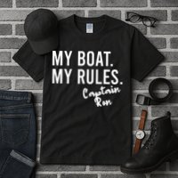 My Boat My Rules Captain Ron Personalized Boating Name Tall T-Shirt