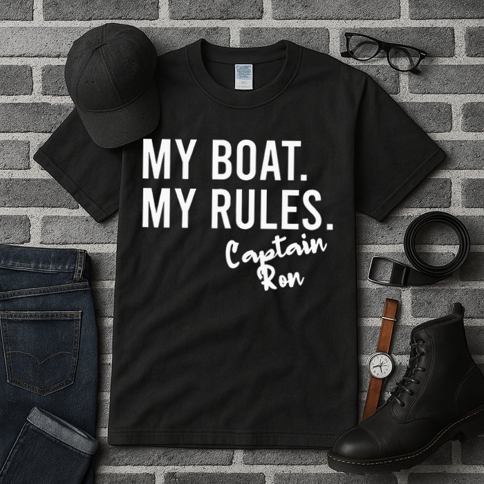 My Boat My Rules Captain Ron Personalized Boating Name Tall T-Shirt