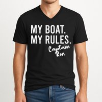 My Boat My Rules Captain Ron Personalized Boating Name V-Neck T-Shirt