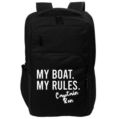 My Boat My Rules Captain Ron Personalized Boating Name Impact Tech Backpack