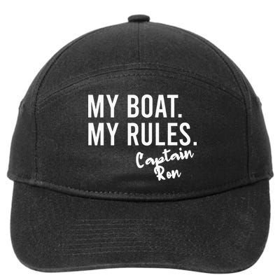 My Boat My Rules Captain Ron Personalized Boating Name 7-Panel Snapback Hat