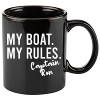 My Boat My Rules Captain Ron Personalized Boating Name 11oz C Handle Ceramic Mug