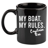 My Boat My Rules Captain Ron Personalized Boating Name 11oz C Handle Ceramic Mug