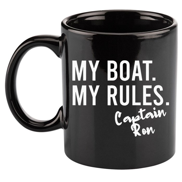 My Boat My Rules Captain Ron Personalized Boating Name 11oz C Handle Ceramic Mug